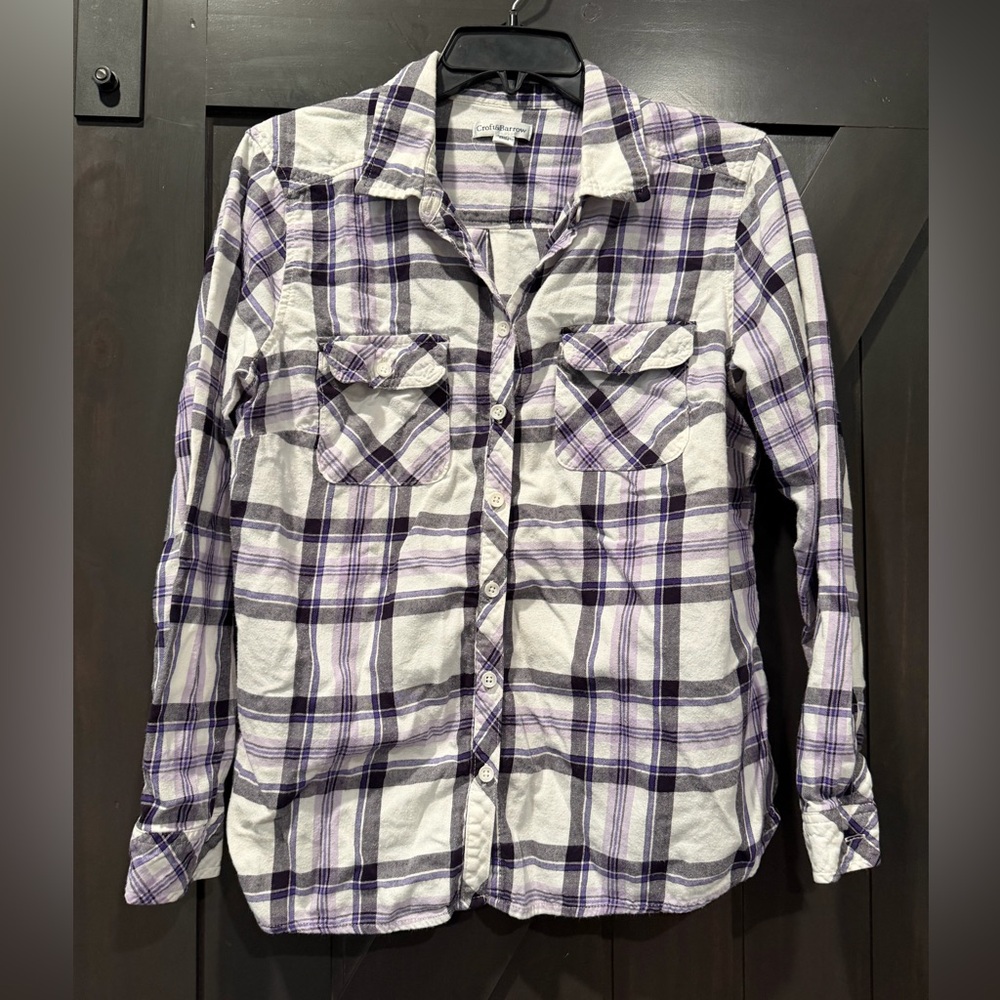 Croft & Barrow Purple and White Plaid Shirt